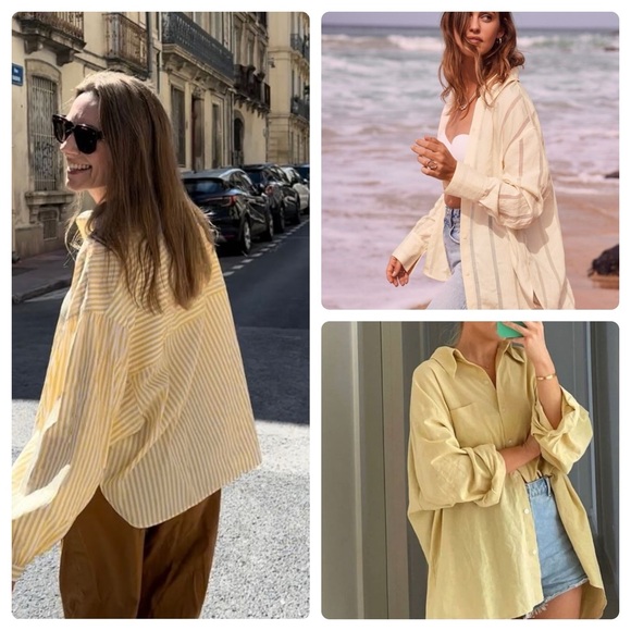 vintage lilly pulitzer yellow & white striped button down shirt - Picture 7 of 7